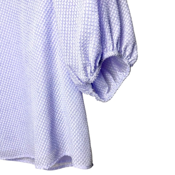 Calvin Klein Lavender Balloon-Sleeve‎ Blouse Spring Pastel Semi-Sheer Top Size L - Picture 9 of 13